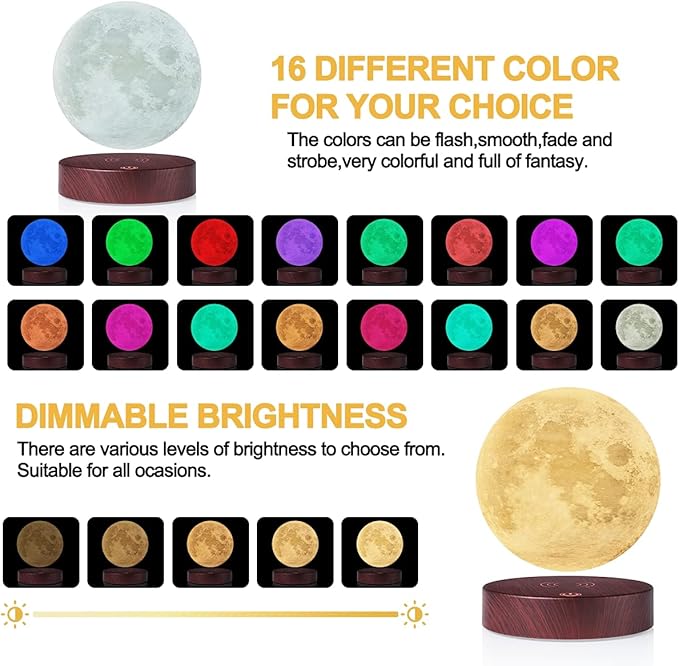 VGAzer Levitation Moon Lamp, 16 Colors Floating Night Light (Moon Lamp)