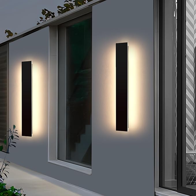 Mikeru Upgraded 2 Pack 31.4" Long & 4.3" Wide LED Wall Sconce, 10%-100% Dimming + 3000K-6000K Adjustable, IP65 Waterproof Outdoor Light Fixtures Cover US Junction Box for Porch, Garage, Basement
