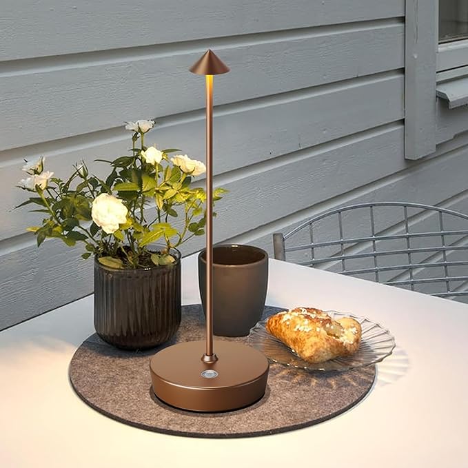 Set of 2 Rechargeable Cordless Table Lamp,6000mAh LED Battery Operated Desk Lamp Touch 3 Color Dimming Portable Outdoor Waterproof Table Light for Patio/Restaurant/Dining/Home (Coffee)