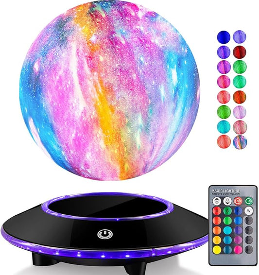 VGAzer Lunar Motion LED Levitating Moon Lamp, 3D Illusion Night Light with Remote Control, Dimmable 16 Colors Lights for Kids Adults (16 Colors Galaxy Moon)