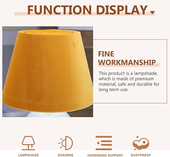 DOITOOL Lamp Shade for Table Lamp,Barrel Fabric Lampshade Drum Lampshades Cloth Lamp Shade Replacement,Lamp Covers Shade Accessories-Yellow