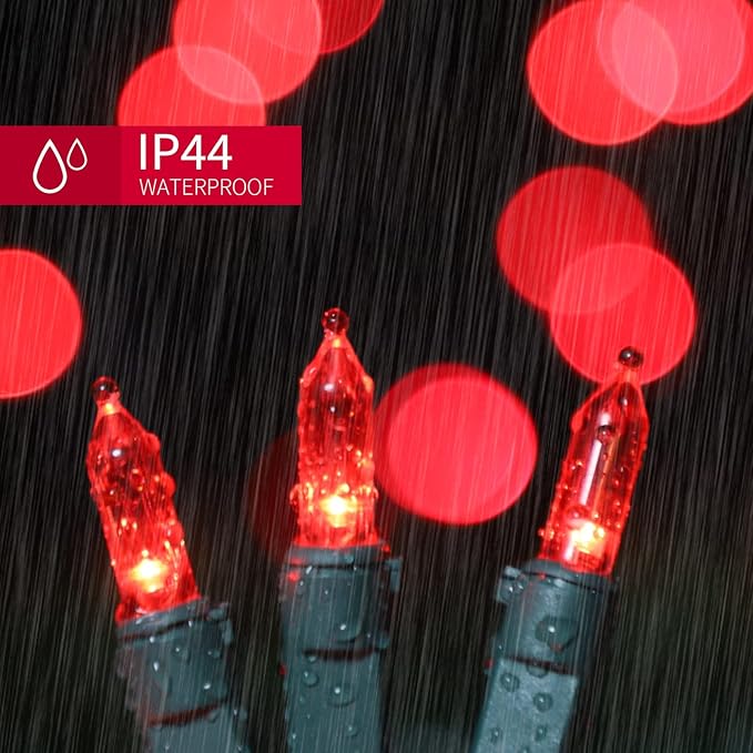 LAMPHOME 21.6ft 100 LED Red Valentine Lights, Connectable Valentine Room Light Indoor Plug-in, Green Wire Red Christmas String Light Outdoor Waterproof for Valentines Day Bedroom, Party,Wedding