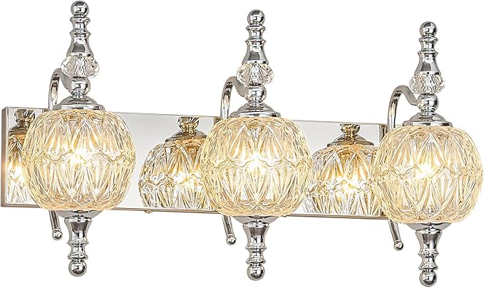 Modern Crystal Bathroom Vanity Lights Fixtures Over Mirror Chrome Vintage 3-Lights 20 Inch Bathroom Light Fixtures Glass Crystal Vanity Lights