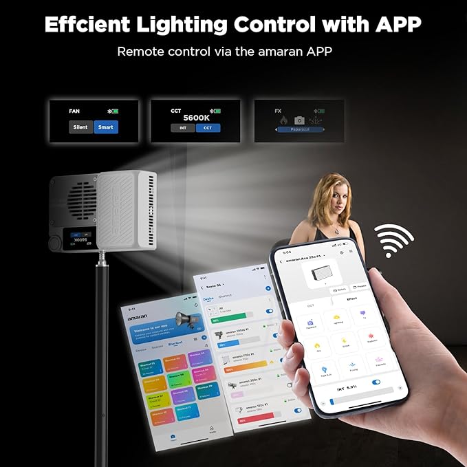 Amaran Ace 25x Pocket Bi-Color LED Light: Boost Mode Up to 32W, Bi-Color Mini Video Light (2,700-6,500K), 1,636 Lux@1m, 4,500mAh Battery with PD Fast Charging for Mobile Creators (White)