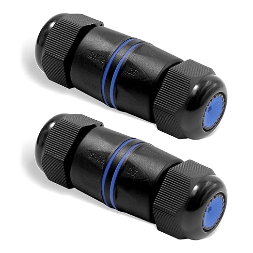 VCELINK Waterproof RJ45 Connector IP68, Shielded Waterproof Ethernet Coupler PoE, Cat6/Cat5e/Cat5 Coupler Outdoor 2-Pack, 3.23in