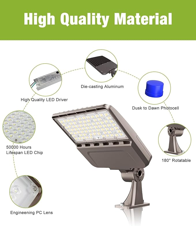 YXL LED Parking Lot Shoebox Light with Dusk to Dawn Photocell, 21000LM 5000K Daylight Arm Mount, IP65 Waterproof Area Light for Parking Lot Sports Stadium