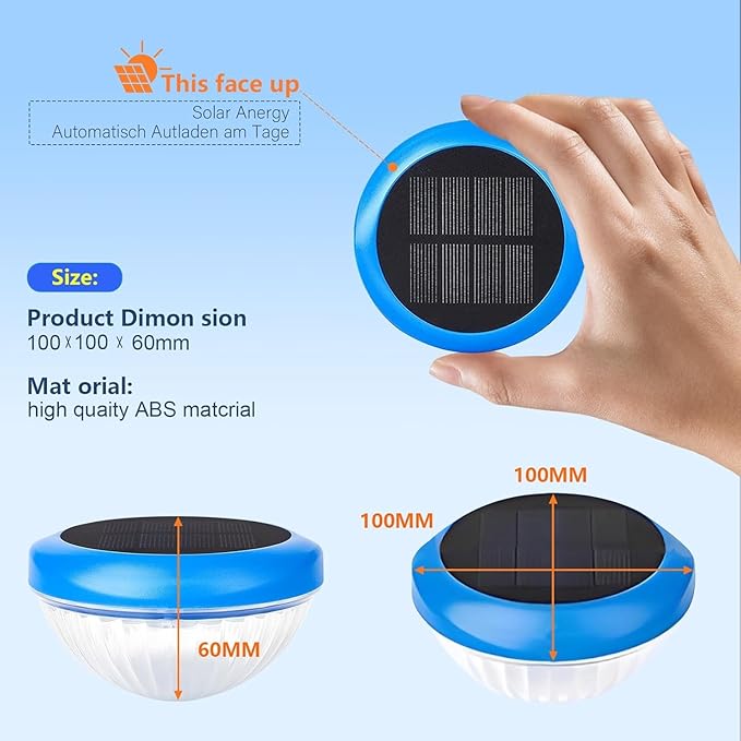 Solar Pool Lights Floating, RGB Color Changing LED Solar Pool Lights That Float, Waterproof LED Lights for Swimming Pool, Hot Tub, Pond, Garden & Party Decoration (2)