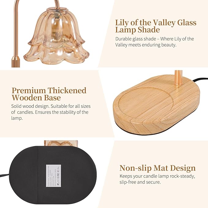 Flower Candle Warmer Lamp with Timer - Dimmable Electric Candle Lamp, Birthday Gifts for Women Mom, House Warming Gifts New Home Decor, Adjustable Wax Wamer Light for Jar Candles, Valentines Day Gift