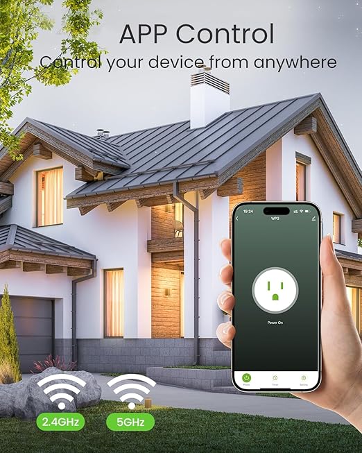 GHome Smart 5G 15A WiFi Smart Plug Compatible with Alexa and Google Home, Outlet Timer Smart Home WiFi Outlet Timer with Remote Control, 5GHz and 2.4GHz Wi-Fi Sockets, ETL FCC Listed, White, 2 Pack