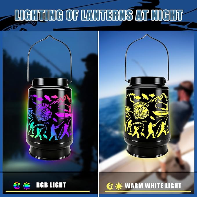 Fishing Valentine's Day Gifts for Men Dad Grandpa Boyfriends Him Rechargeable Lantern Lamp Led Night Light Retirement Gifts for Christmas Funny Unique Gift for Fishing Lover