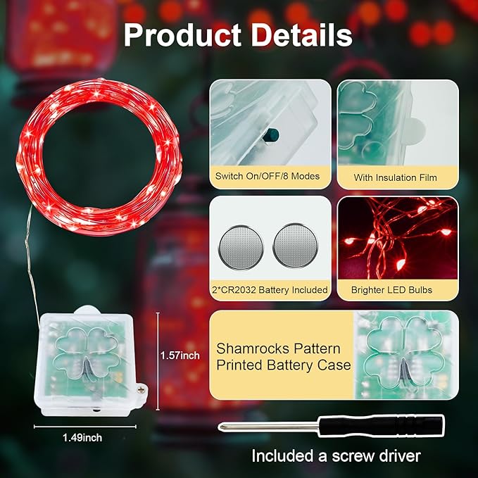 AIKEI 6 Pack LED Fairy Lights with Timer Battery Operated, Mini String Lights with Remote Waterproof 7ft 20 Led Firefly Starry Lighting for Wedding Party Bedroom Garden Christmas Decoration Red