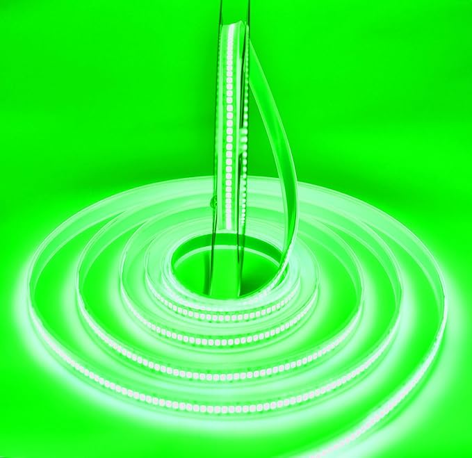 LED Strip Lights, 16.4ft/5m AC110-130V Dimmable 10000LM SMD 2835 600 LEDs Tube Waterproof IP68 LED Lights Strip Ribbon, More Brightness Than Low Voltage LED Strip Lights (Green)