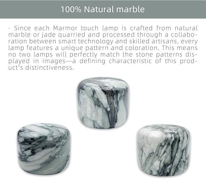 Marble Lamp Night Light Touch Bedside Table Lamp for Bedroom,Type-C Rechargeable Small Desk Bedside Small Lamps,Eye Caring Dimmable LED Ambient lamp (Calacatta Green)