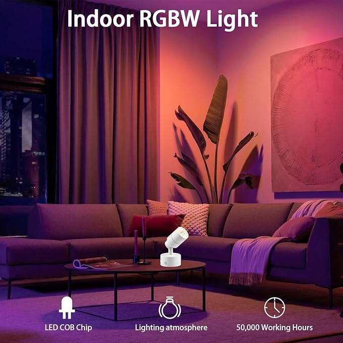 EAGLOD 7W RGBW Color Changing Up Lights Indoor with Remote Control 16 Colors+3000K Floor Spotlight Dimmable Uplighting Indoor Uplights for Plant Corner 2 Pack (White)