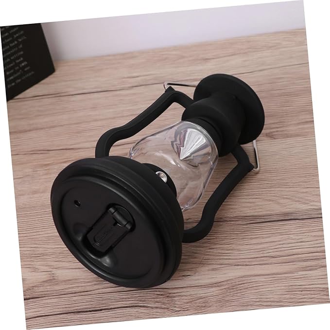 USB Rechargeable Solar Retro Horse Lantern Multi Function Camping Light Hand Powered Portable LED Lantern for Outdoor Activities Black