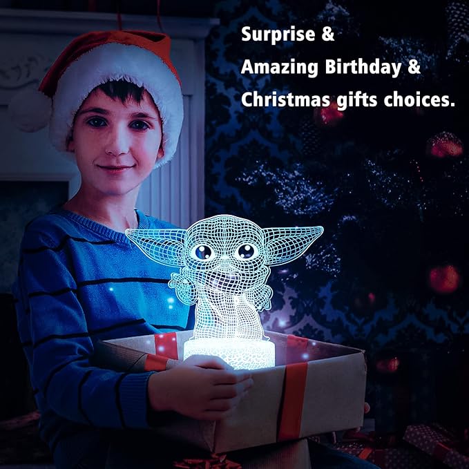 Star Wars 3D Night Light：Baby Yoda LED Lamp with Remote Control and Smart Touch, LED Desk Lamp Yoda Star Wars Lamp for Room Decor Boys Girls Birthday Christmas Festivals Gifts