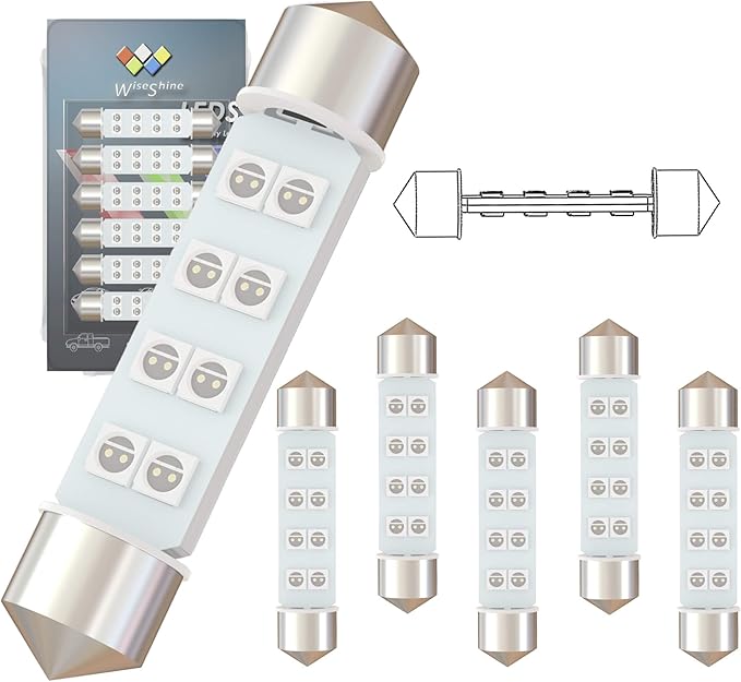 360 deg DC 24V 44mm 578 Festoon LED Bulb 211-2 212-2 214-2 LED Bulbs Green for Truck Interior Door Cargo Lights (Pack 6)