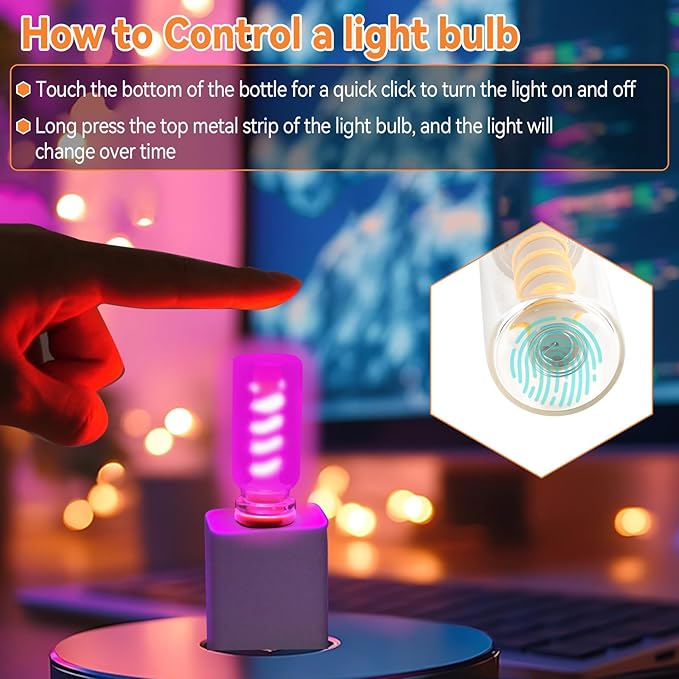 5Pcs Mini Retro Atmosphere Light, Frosted Shell USB LED Car Interior Atmosphere Lamps, Touch-Control Portable Plug-in Glass Bottle Ambient Night Light for Camping Bedroom Party