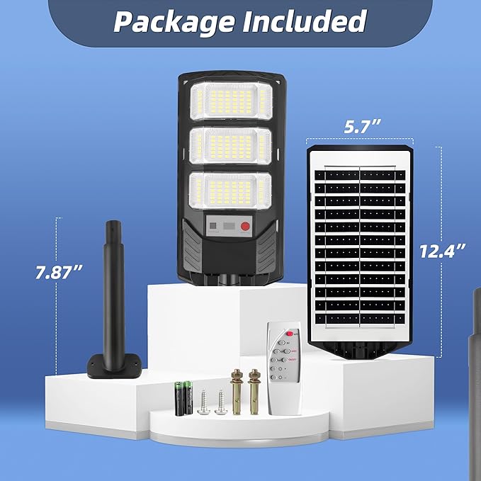 Solar Street Lights Outdoor 2 Pack, 6500K Solar Lights Outdoor Waterproof with Motion Sensor, Lamparas Luces Solares para Exteriores Dusk to Dawn Commercial Lighting for Yard Path