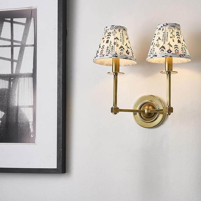 Chandelier Shades Set of 6,Mini Lamp Shade 3" Top x 6" Bottom x5" Slant,Small Lamp Shades Clip On Bulb,Pleated Chandelier Lamp Shades,Fabric Lampshades That Attach to The Bulb(White Floral)