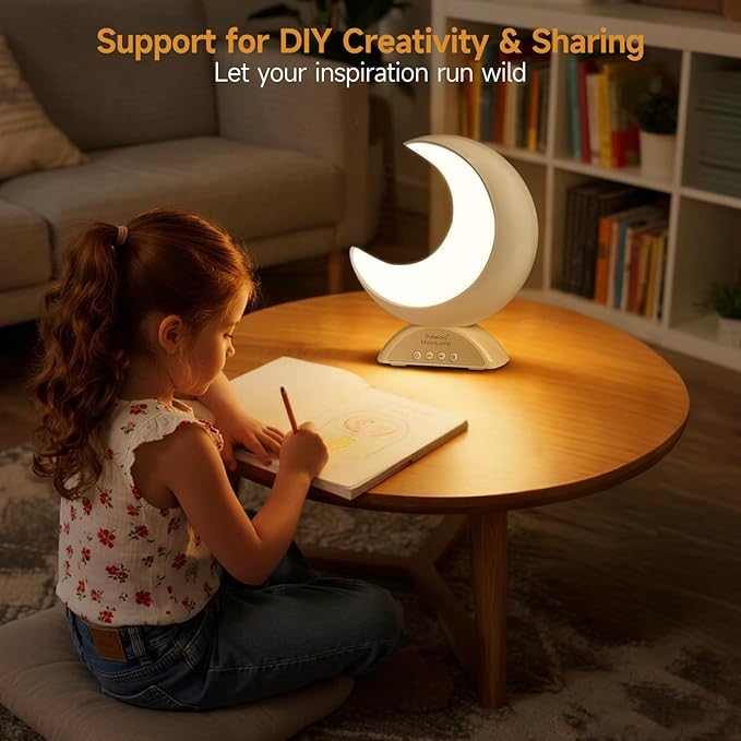 Touch Moon Table Lamp with RGB Adjustable Light, Scene Mode and Music Mode, Warm White LED Moon Light, Suitable for Home Decoration, Bedroom Living Room Desk.