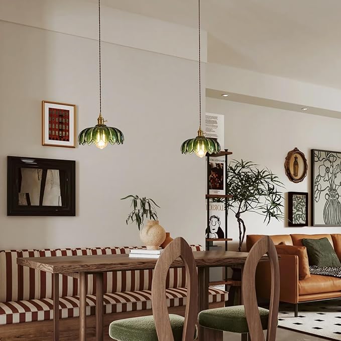 Vintage Pendant Light Fixtures: Glass Pendant Lights Kitchen Island, Green Pendant Light, Modern Chandelier Pendant Green Light Fixture for Bedroom Dining Room