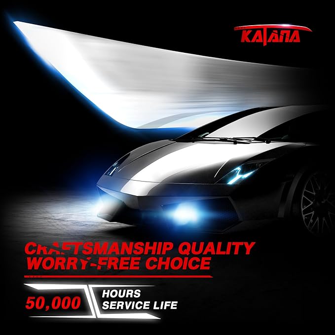 Katana H4 Bulbs, 9003 Light Bulb 400% Brightness 6500K Xenon White Extremely Super Bright Plug and Play Mini Size Fog Light,Pack of 2