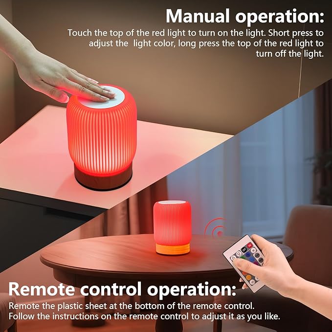 Red Light Therapy Lamp for Sleep, Helps Promote Sleep, Touch Switch Remote Control Switch, Brightness Adjustment, Multi-Color Mood Lighting