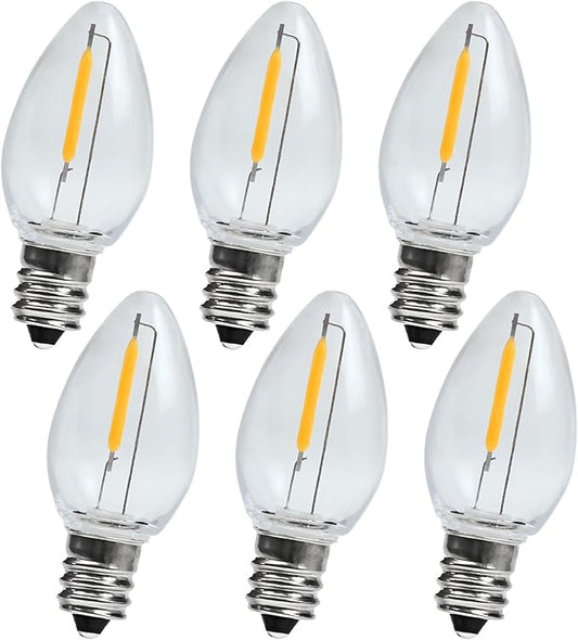 Night Light Bulb – C7 E12 LED Bulbs – Candelabra, 0.6 Watt Equivalent 7W Incandescent Bulb, Warm White 2700K, Window Candles & Chandeliers Replacement Bulb, 6 Pack