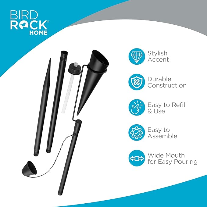 BIRDROCK HOME Ibiza Torches - Easy to Refill Citronella - Flame Light Torch - Backyard Outside Patio Lighting - Metal Lamp - Decorative Urban Lantern (2)