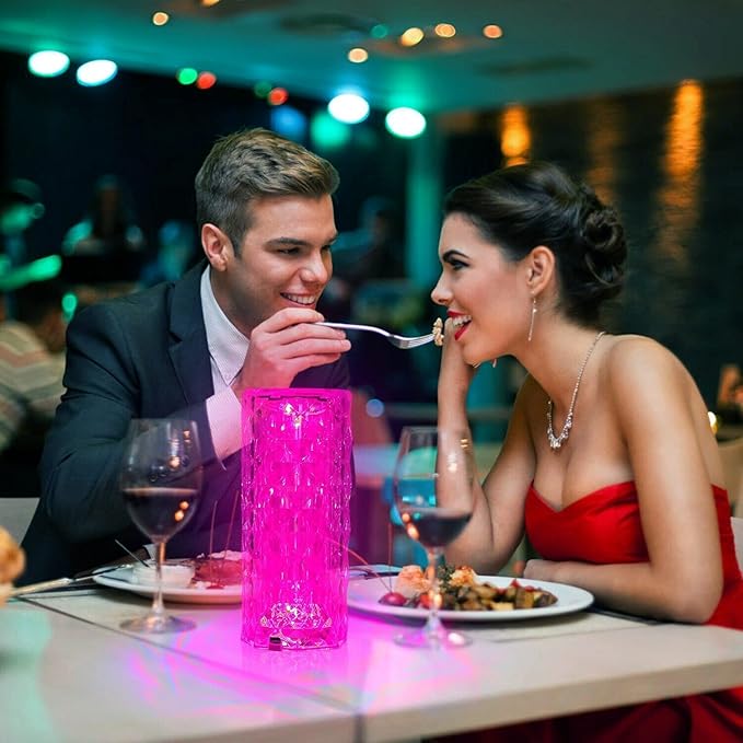 Crystal Table Lamp,RGB Rose Diamond Touch Lamps (2PACK) Color Changing Night Light for Bedroom/Living Room/Party Dinner Decor Creative Lights Housewarming (Remote & Touch
