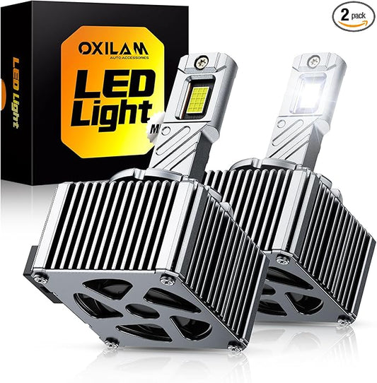OXILAM D1S D1R LED Bulbs 30000LM 6500K White Ultra-Bright, 5 Min Quick Install, 60000H Lifespan, No Flicker, 99% Compatibility