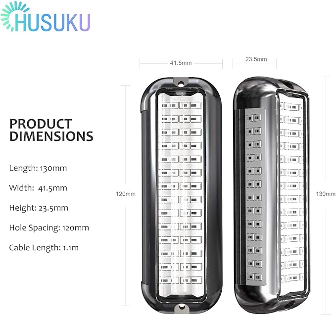 HUSUKU SOOP3 Plus (2.0) 84LED 3000LM 180° Marine Led Underwater Boat Light, 10-36V Boat Under Water Lights, Upgraded IP68 Waterproof 316 Stainless Transom Mount Cockpit Yacht Interior Light, 1PCS