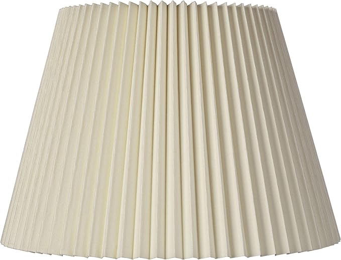 Ivory Linen Knife Pleat Large Lamp Shade 9" Top x 14.5" Bottom x 10" High (Spider) Replacement with Harp and Finial - Springcrest