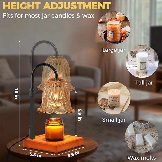 Candle Warmer Lamp with Timer Dimmable, Birthday Gifts for Women Mom, House Warming Gifts New Home Decor, Wax Melt Warmer for Jar Candles