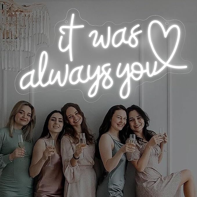 It Was Always You Neon Sign – Romantic LED Wall Light for Bedroom, Wedding, Proposal, Birthday Party, Anniversary or Bar Decor, 17″ × 9.2″ USB Powered Neon Light