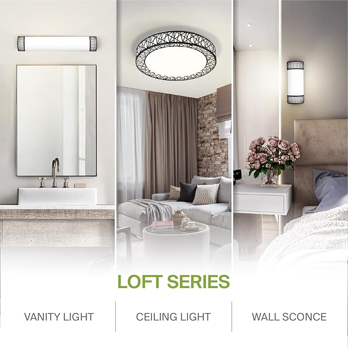 ASD 18 Inch LED Flush Mount Ceiling Light Fixture for Bedroom, 35W 1992LM 5CCT 2700K-5000K, Triac Dimmable Lights, Dining, Living Room, Kitchen Lamps, Modern Home Lighting Fixtures, Black, ETL
