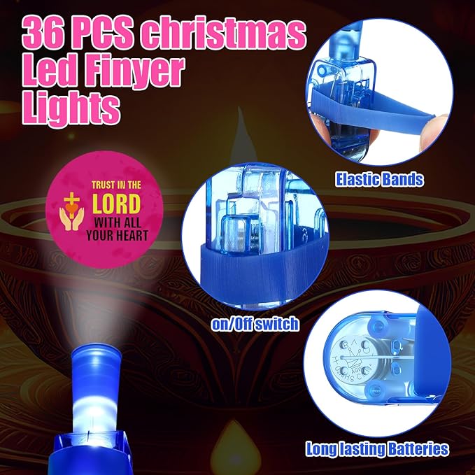 Tuanse 36 Pcs Easter Christian Religious Gifts for Kids Bulk Jesus Christian Easter Egg Fillers Basket Stuffers Glow in The Dark Finger Lights for Sunday School Church Party Supplies Crafts