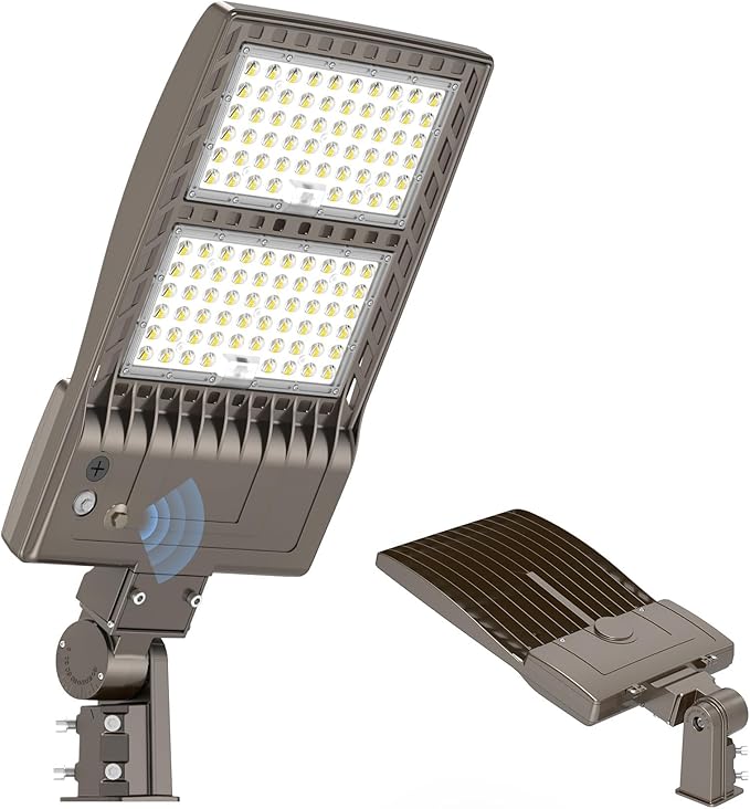 KUKUPPO 450W LED Parking Lot Light Dusk to Dawn 67,500LM, DLC ETL Listed Power Adjustable LED Shoebox Pole Court Light Industrial Outdoor Parking Lighting Slip Fit 5000K IP65 Waterproof 100-277V
