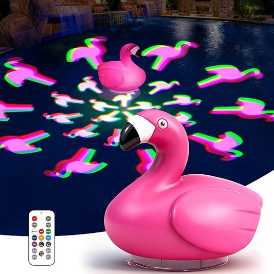 Floating Pool Lights,Upgraded Flamingo Pool Lights that Float,Rechargeable LED Floating Lights for Inground Above Ground Pools,IP68 Waterproof Pool Lighting with Remote,Lights for Hot Tub,Party,1 PC