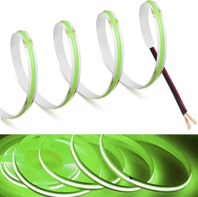MDee】COB LED Strip Lights Green 14.76ft/4.5m 5V Flexible LED Tape Lights CRI 90+ 800LM/m 320LEDs/m for Indoor and Outdoor Décor（Green14.76ft/4.5m）