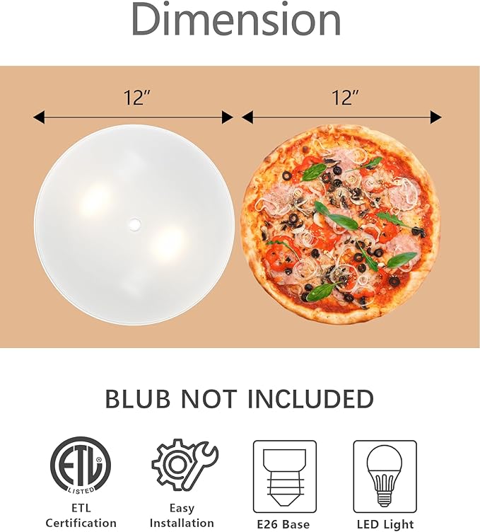 2-Light Flush Mount Ceiling Light,12 inch Modern Close to Ceiling Light Fixture with Brushed Nickel Metal and Frosted Glass Shade for Hallway, Kitchen, Bedroom(2 PK)