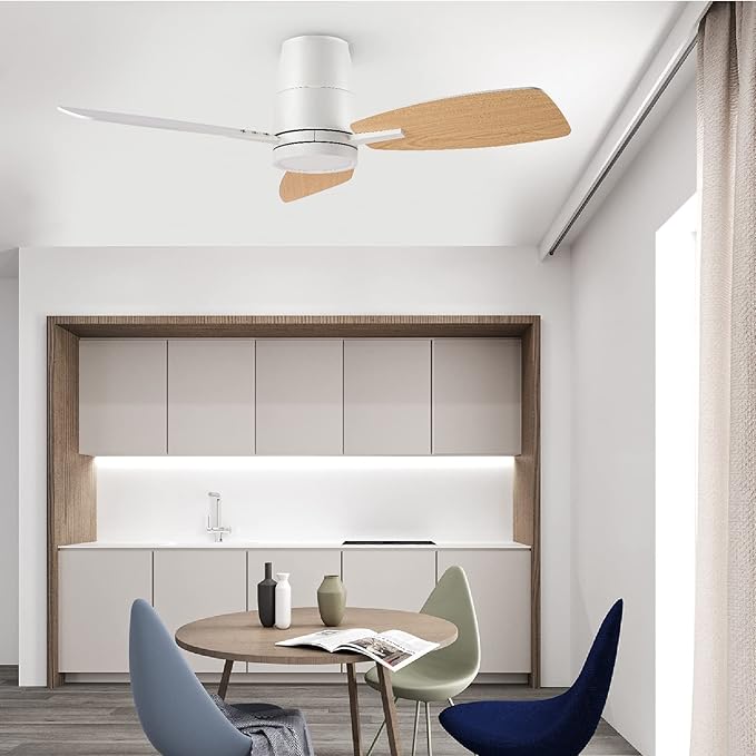 TALOYA 42inch Ceiling Fans with Lights and Remote Control, Quiet DC Motor, Double-Faced Blades, Modern Low Profile Ceiling Fan for Bedroom, Living Room, Dining Room, Office