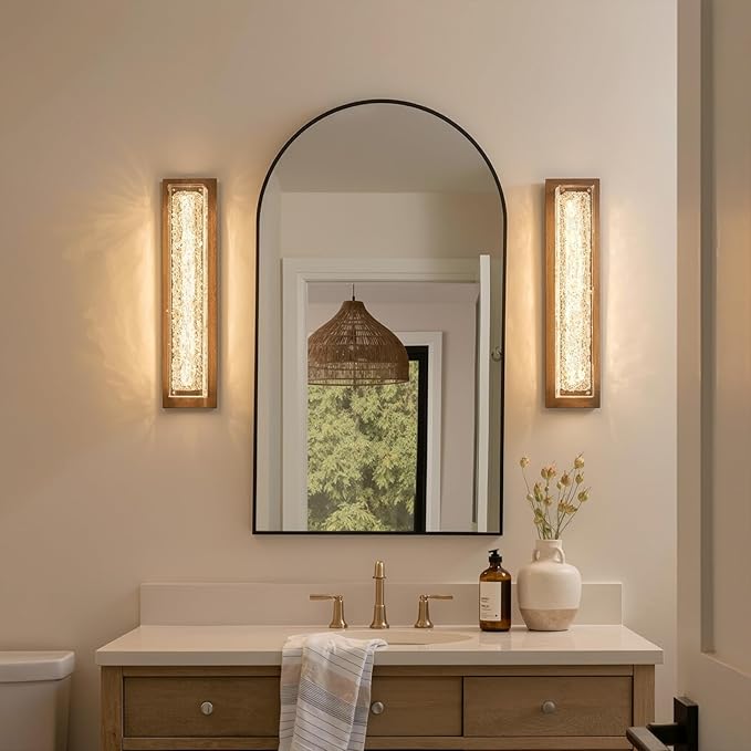 Modern LED Wall Sconces,Bathroom Sconces Wall Lighting with Clear Resin Lampshade,Modern Sconces Wall Light Bathroom Light Fixtures Vanity Light for Bedroom Bedside Hallway Living Room Bathroom