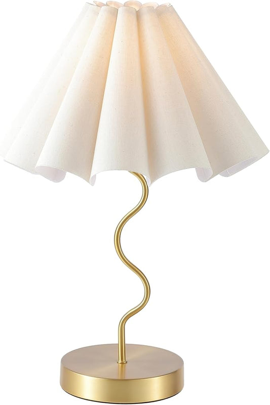 Pleated Table Lamp, Table Lamp for Bedroom, Bedside Lamps for Nightstand with Linen Lampshade, Modern Lamp for Bedroom Home Office Decor