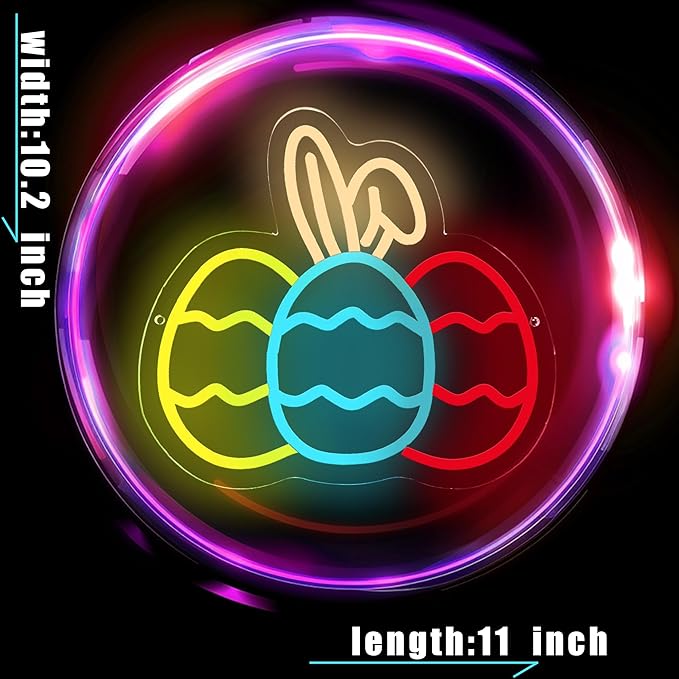 Neon Easter Eggs Sign for Easter Decorations, Party Home Room Decor, Wall Decor, Easter Gifts for Kids