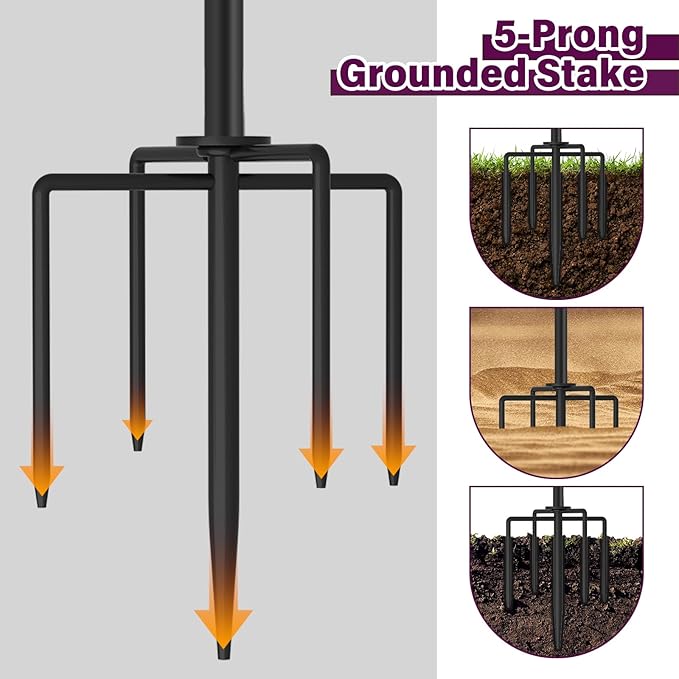 Home Garden Torch Set of 2, Outdoor Metal Torches with 5-Prong Grounded Stake, 56-Inch Adjustable Citronella Torches, 23.5 oz Metal Light for Patio, Pathway, Party (Ultra-Stable Design)