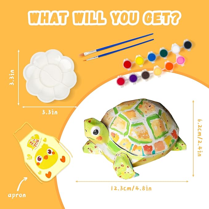 Paint Your Own Turtle Lamp Kit, Arts and Crafts for Kids Ages 8-12, Arts and Crafts for Kids 4-6, DIY Turtle Gifts for 10 Year Old Girl, Art Supplies for Girls Boys Birthday Ages 3 4 5 6 7 8 9 10 11+