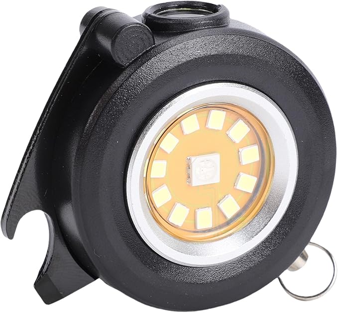 Alomejor Keychain Flashlight, Aluminum Alloy Mini RGB Work Light with Rechargeable Battery, Perfect for Camping and Car Repair (Black)