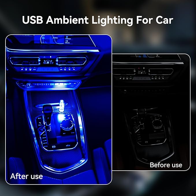4 PCS USB Night Light Bulb, Portable Plug-in Retro Car Interior Ambient Lights, Mini Touch Dimmable Glass Bottle LED Bulb for Vehicle, Bedroom, Hallway, Camping, Holiday(2Red&2Blue)